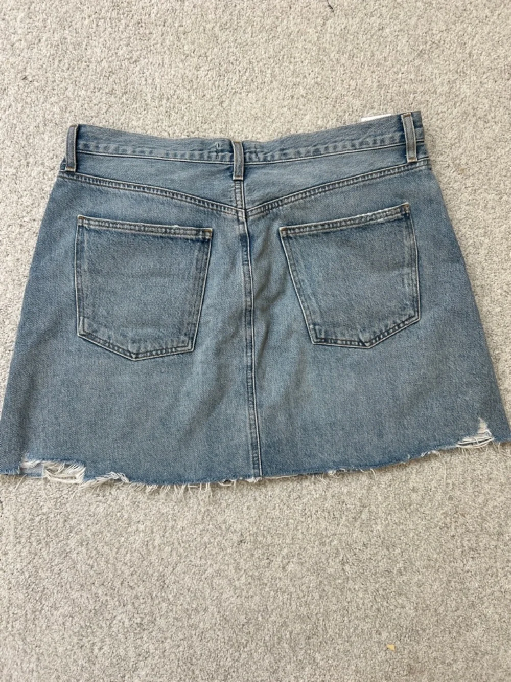 Agolde Light Blue Denim Raw-Hem Mini Skirt - Picture 5 of 9